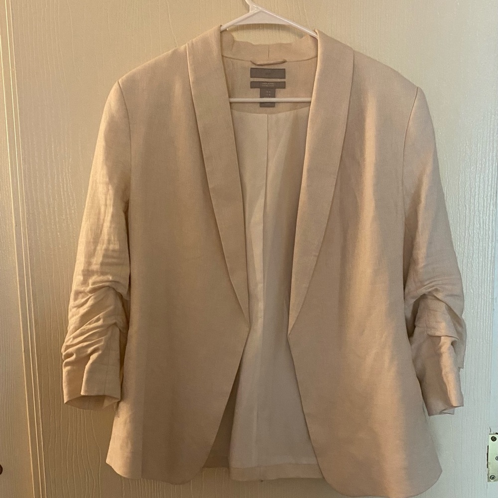 Cream Tan, M, H&M linen blazer jacket